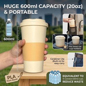 Gobelet isotherme à café de 20 oz, anti-fuite, réutilisable, avec support antidérapant, sans BPA, tasse portable pour cadeaux d'entreprise - Product Image 4