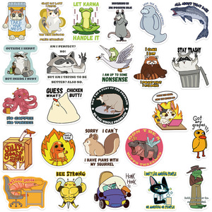 50 Pezzi Adesivi Creativi con Frasi in Inglese e Animali per Laptop e Bottiglie, Decorazioni Divertenti - Product Image 3