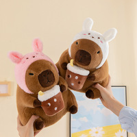 Boneka Kapibara Peluk Bunga Gaya Baru, Boneka Kelinci Kapibara Lucu-Baik-Buruk yang Dapat Berubah Bentuk, Bantal untuk Anak Perempuan dan Anak-Anak