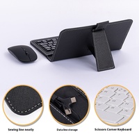Étui clavier universel en cuir EOM DS-028-2 avec housses de souris et de tablette filaires pour téléphones et tablettes Android