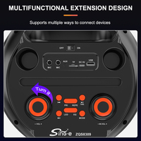 SING-E ZQS8309 Altavoces Bluetooth Profesionales para Exteriores con RGB, Carga Inalámbrica, 40W, Woofer, Bocina, Móvil