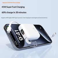 Charge ultra-rapide 10000mAh Étanche 2-en-1 Batterie externe portable avec câble Type-C intégré Prise secteur 22.5W Batterie polymère au lithium
