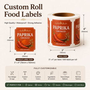 Rouleau d'étiquettes autocollantes pour pots à épices, personnalisées pour marque commerciale, imprimées, à forte adhérence, pour pots de <span class=keywords><strong>confiture</strong></span>, sauce, miel, contenants alimentaires, emballages alimentaires - Product Image 6