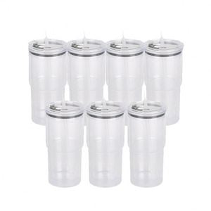 Wholesale Bulk Order 20oz <b>Plastic</b> Double Wall Tumbler with Straw for Coffee Shop Cold Brew Nitro - Product Image 5