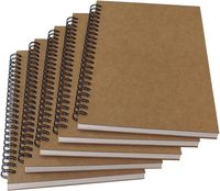 Bloc-notes spirale A5 ligné, papier épais 100 g/m² et couverture en kraft rigide, 60 feuilles (120 pages), 8,35" x 5,9", marron, lot de 5