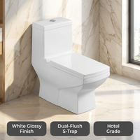 WC monobloc de luxe en céramique blanche brillante avec bidet intégré, à double chasse, à sortie verticale (S-Trap), pour hôtels et maisons, sanitaires modernes à poser au sol