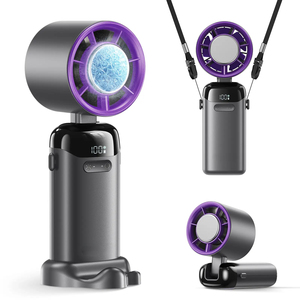 Ventilateur portable 4-en-1 pliable pour bureau, avec 199 réglages de vitesse, flux d'air puissant de 2000 mAh, autonomie de 12 heures, affichage numérique - Product Image 1