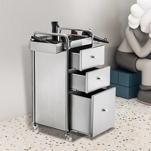 Carrito de peluquería de acero inoxidable plateado, herramientas de salón de belleza, armario de almacenamiento de <span class=keywords><strong>Metal</strong></span> para uso en el hogar y la sala de estar - Product Image 6