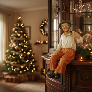 Figura de Poliresina Pintada de Abuelo Sentado en Pipa, 10-11 cm, Adorno Clásico de Navidad, 9006935226072 - Product Image 2