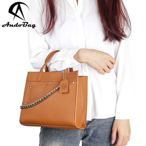 Sac à main en cuir véritable AndoBag pour femmes, sacs fourre-tout de luxe couleur unie, sac à bandoulière décontracté tendance 1762 - Product Image 1