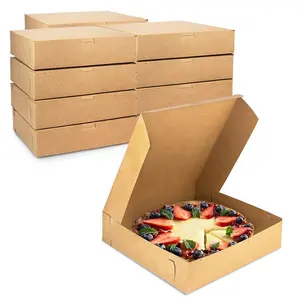 Cajas de panadería cuadradas Kraft personalizadas para comida, caja segura y fácil de montar para galletas, pastel de queso, pastel, Chocolate, cubiertas para postres de fresas