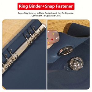 Custom <b>A5</b> Soft PU PVC <b>Leather</b> <b>Ring</b> <b>Binder</b> Loose-Leaf Student Journal Planner Notebook for School Office Gift - Product Image 5