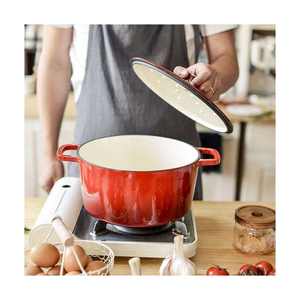 Cazuela antiadherente roja oblata de hierro fundido esmaltado cazuela de fuego para <span class=keywords><strong>Horno</strong></span> Holandés - Product Image 1