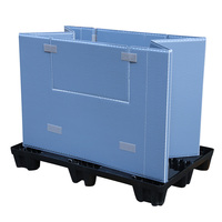 Palette pliable en HDPE avec couvercle, modèle 1177, pour chariot élévateur, caisse de manutention avec une porte