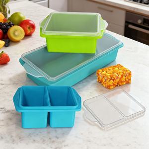 Vente chaude en gros : Moule à glaçons en silicone de qualité alimentaire grande capacité pour blocs de soupe, moule à glaçons en silicone pour congélation - Product Image 1