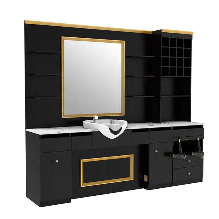 Modern Style Professional Hairdressing Cabinets With Mirror For Barber Shop Furniture Waterproof Cabinet Retro