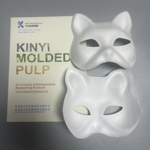 2024 máscara en blanco de papel media cara pintada a mano gato zorro máscara anime Demon Slayer mascarada Halloween Festival Cosplay Prop - Product Image 4