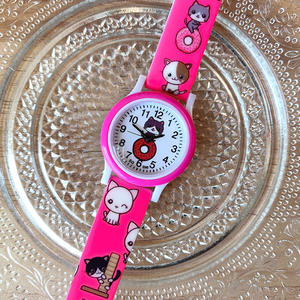 Reloj de cuarzo suave y bonito con estampado de gatito de dibujos animados para niña, novedad de reloj infantil de cuarzo no resistente al agua, novedad de 2017 - Product Image 3