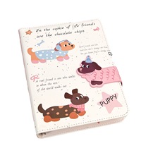 Carnet A5 à feuilles mobiles avec boucle magnétique, étanche, motif Teckel mignon, couverture en cuir PU, papier Dowling 75g, papeterie Kawaii