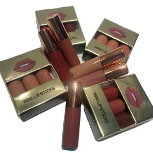 Regalo de Navidad 3 uds Mini Kit de lápiz labial Etiqueta Privada tapa dorada impermeable Venta caliente conjunto de lápiz labial para labios - Product Image 1