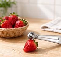 Éplucheur de fraises et dénoyauteur de tomates en acier inoxydable, outil pour enlever les tiges de fruits, gadget de cuisine multifonctionnel pour fruits et légumes