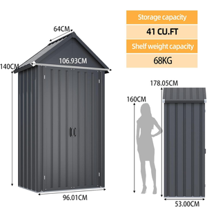 Custom Outdoor <strong>Tall</strong> <strong>Garden</strong> <strong>Storage</strong> <strong>Box</strong> with 3 Adjustable Shelves Waterproof Outdoor <strong>Storage</strong> Cabinet for <strong>Garden</strong> &amp; Patio in Gray - Product Image 2