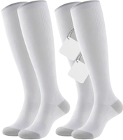 Chaussettes de compression de classe 1 en Spandex/Nylon/Coton, respirantes, résistantes à l'usure, hauteur genou, 2 paires pour marathon, course à pied, voyage, vol