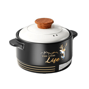 Ceramic <b>Soup</b> <b>Pot</b> High Temperature Resistant For Gas Stove Clay <b>Pot</b> Rice And <b>Soup</b> Cooking With Wooden Lid - Product Image 1