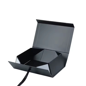 Luxury Black <b>Book</b>-Shaped Rigid Cardboard Foldable Gift <b>Box</b> Custom Paper Clamshell - Product Image 4