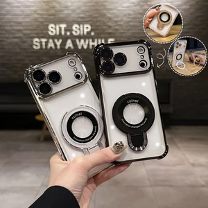 Custodia Trasparente per <span class=keywords><strong>iPhone</strong></span> 17 16 15 14 13 12 11 Pro Max XR con Anello Magnetico e Protezione Lente, <span class=keywords><strong>Cover</strong></span> Rigida in Acrilico Placcato - Product Image 5