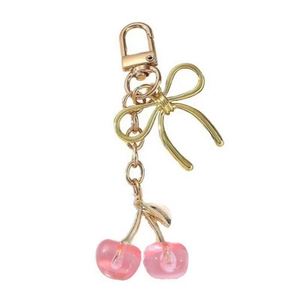 Cherry 3D Fruit Bow Simulation Lightweight Zinc Alloy Keychain Car Key Chain Bag Pendant Accessories Purse <b>Charm</b> - Product Image 2