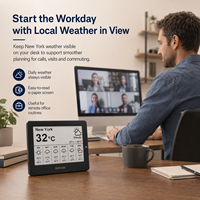 Kylendar Mini Calendrier Météo Intelligent à Écran E-Paper 4,2 pouces, Horloge de Bureau avec Prévisions Multi-Villes pour le Télétravail, le Bureau et la Planification d'Équipe