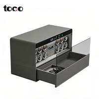 Coffre-fort à remontoir de montres avec serrure biométrique à empreinte digitale, vitrine rotative à 2 niveaux en verre, coffre de sécurité pour bijoux et présentoir de stockage