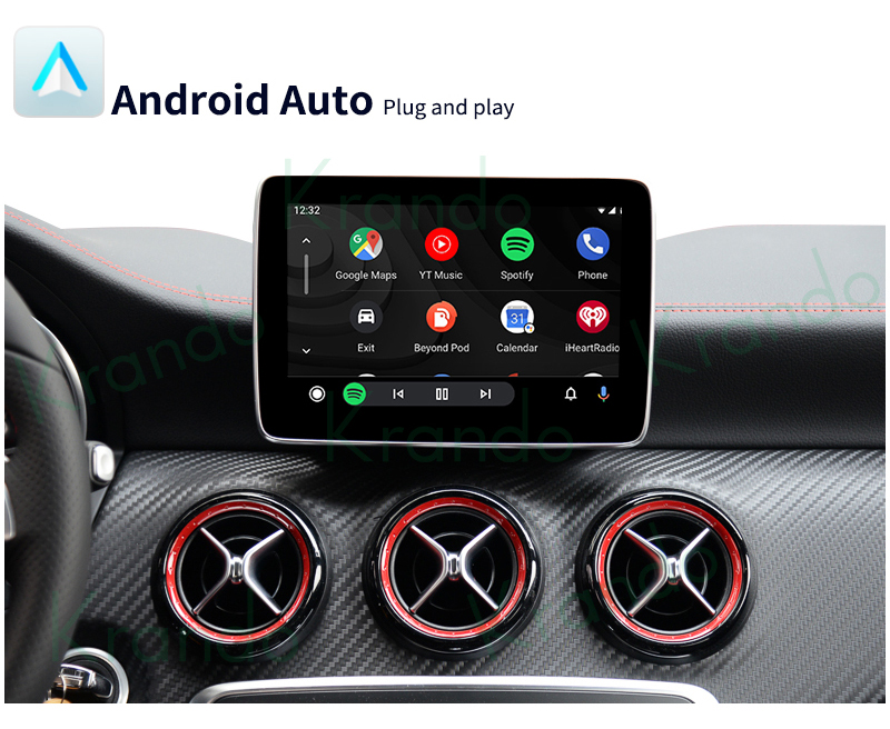 Krando Wireless Carplay Interface Box per Mercedes Benz A W176 GLA W156 NTG 4.0 4.5 5.0 Siri Control Android aggiornamento automatico AI