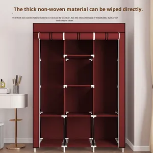 Đa chức năng hiện đại bán buôn xuất khẩu lắp ráp không dệt khung thép gấp tủ quần áo công suất lớn đơn giản điều chỉnh - Product Image 4