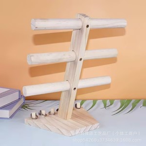 Wooden Jewelry Display Rack 3 Tier Solid Wood Desktop Storage For Bracelets <b>Necklaces</b> Rings Prayer Beads Organizers - Product Image 4