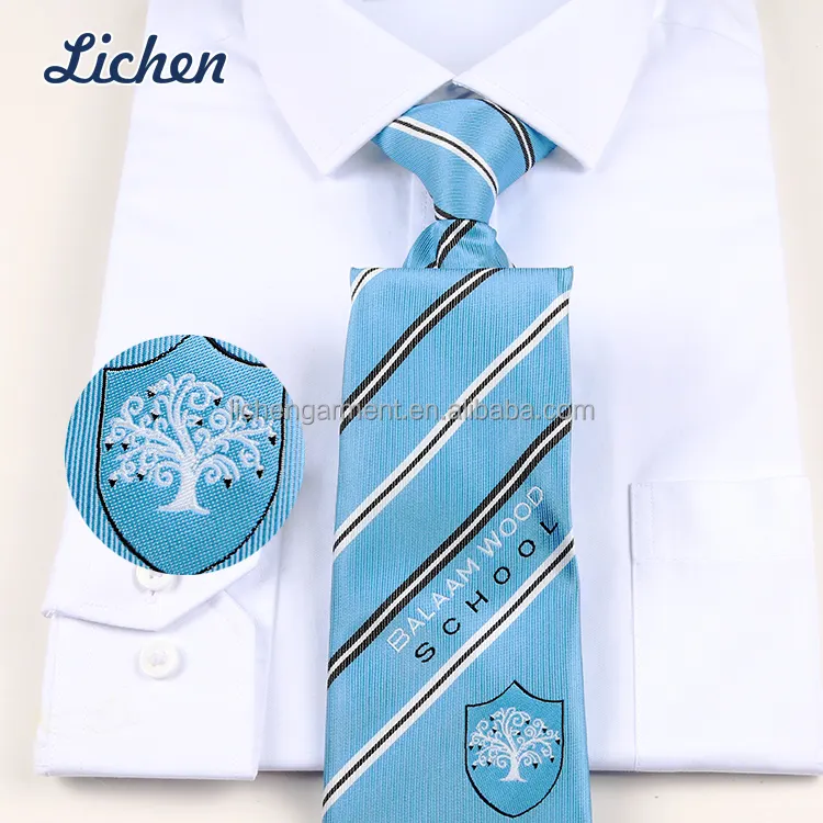 Woven Custom Logo Zipper Easy Necktie Stripe Men Business Polyester Tie