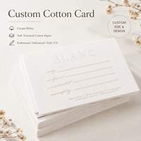 Cartes en papier coton blanc crème personnalisées, gaufrées, estampées à chaud, impression UV, cartes de remerciement pour emballages professionnels