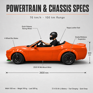 Kart électrique <span class=keywords><strong>de</strong></span> drift style muscle <span class=keywords><strong>noir</strong></span> avec télécommande parentale et vitesse réglable pour enfants et adultes - Product Image 3