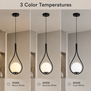 Lámpara Colgante Moderna de Hierro Negro con Globo Acrílico LED Tricolor para Comedor, Hotel, Hogar, Paquete de Dos Lámparas de Techo - Product Image 3