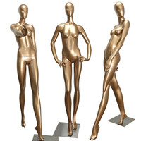 Mannequins de Luxe Élégants en Fibre de Verre Dorés pour Femme, Mannequins de Vitrine Complètes pour Boutiques de Vêtements – Vente en Gros