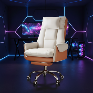 Silla <span class=keywords><strong>de</strong></span> Oficina Ejecutiva <span class=keywords><strong>de</strong></span> Lujo, Ergonómica, Reclinable, Giratoria, <span class=keywords><strong>de</strong></span> Cuero, Respaldo Alto, Reposacabezas Ajustable, Asiento <span class=keywords><strong>de</strong></span> <span class=keywords><strong>Trabajo</strong></span> Cómodo - Product Image 4
