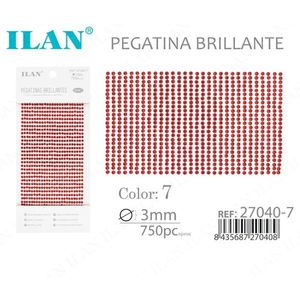 Ilan Adesivo Brillante 3mm Colore Rosso 7 Strass 750pz - Product Image 3
