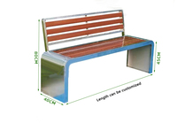 201304 acier inoxydable étanche en forme de U chaise de parc banc extérieur banc centre commercial jardin paysage chaise rangée chaise