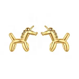 Gemnel cute jeweley 925 silver animal earring 18K gold unicorn stud earring for girls