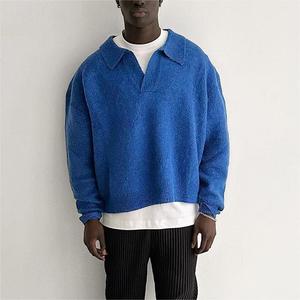 Fournisseur de tricots personnalisé hiver hommes italien tricot sweat pull surdimensionné <span class=keywords><strong>laine</strong></span> mélangée pull court homme - Product Image 3