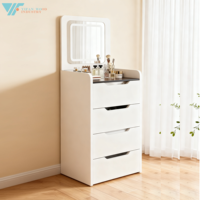 Table de toilette moderne et simple pour chambre à coucher, miroir éclairé, armoire de rangement, table de maquillage multifonctionnelle, panneau de chevet, salon