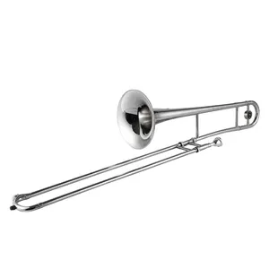 Silver Trumpet Alto Trombone Brass Bb Tone B Flat Wind Instrument with Cupronickel Mouthpiece Cleaning Stick Case