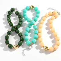 Collar de Moda con Diseño Nuevo, Cuentas Cuadradas Coloridas, Cuentas Redondas Geométricas Doradas CCB, Gargantilla para Mujer