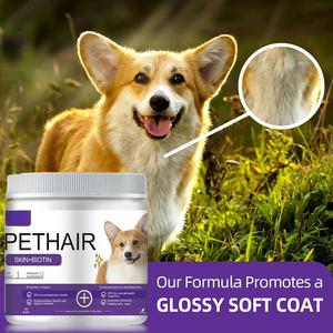 Productos transfronterizos para la salud de las mascotas, tabletas masticables para el cuidado del cabello, PIEL + BIOTIN, soporte de ventas directas de fábrica OEM - Product Image 3